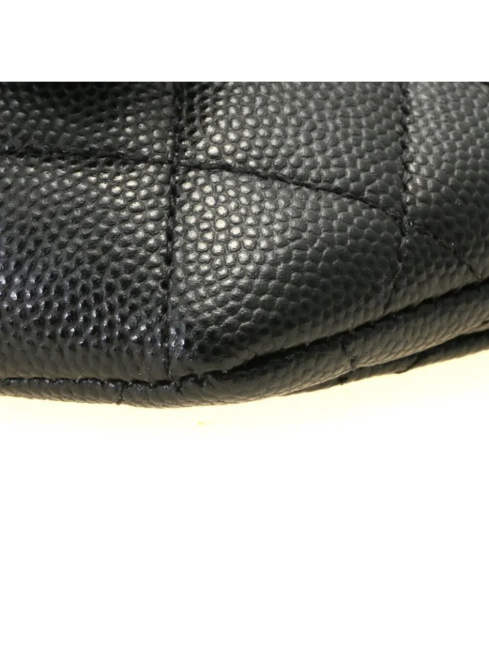 Chanel Quilted Chain Shoulder Black Silver Caviar Bag